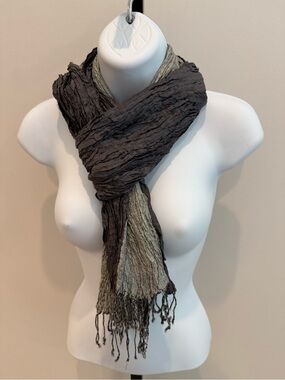 Eileen Fisher Silk Crinkled Two-Tone Grey Women's Scarf